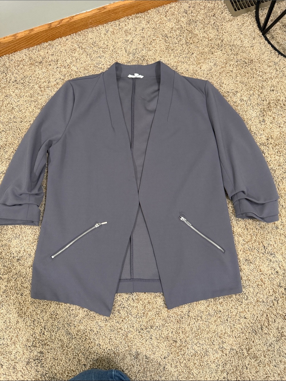 Maurices Slate Gray Open-Front Blazer with Zip Pockets